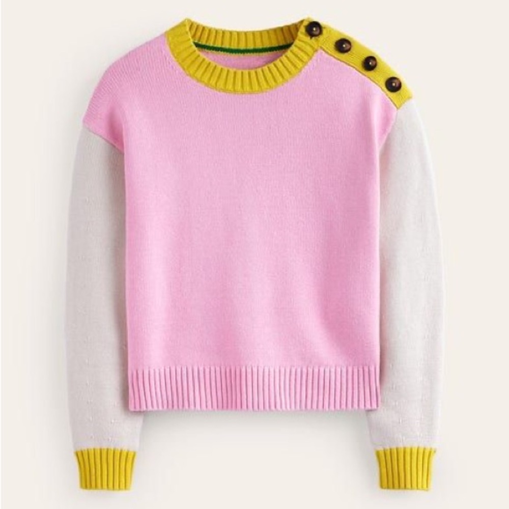 Biden Jenna Colorblock Cotton Pink and Yellow Women's Sweater SZ SM - Picture 2 of 8